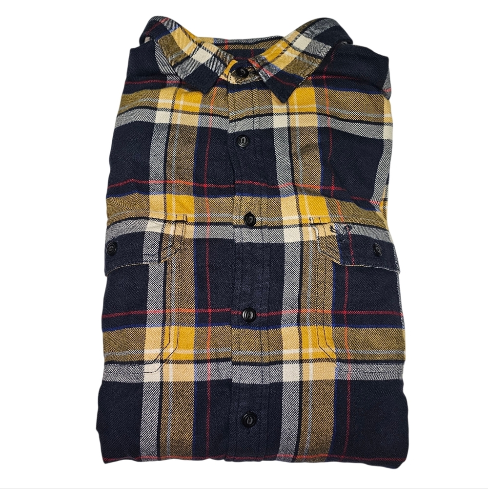 AEO Men's Plaid Flannel Shirt - Yellow and Black - American Eagle Outfitters
